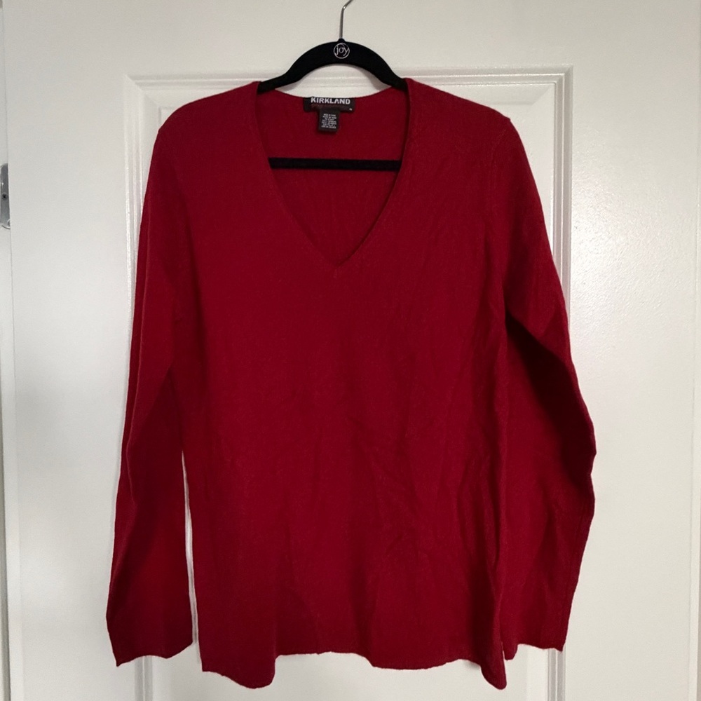 Kirkland Signature Women's V-Neck Sweater in Rich Red
